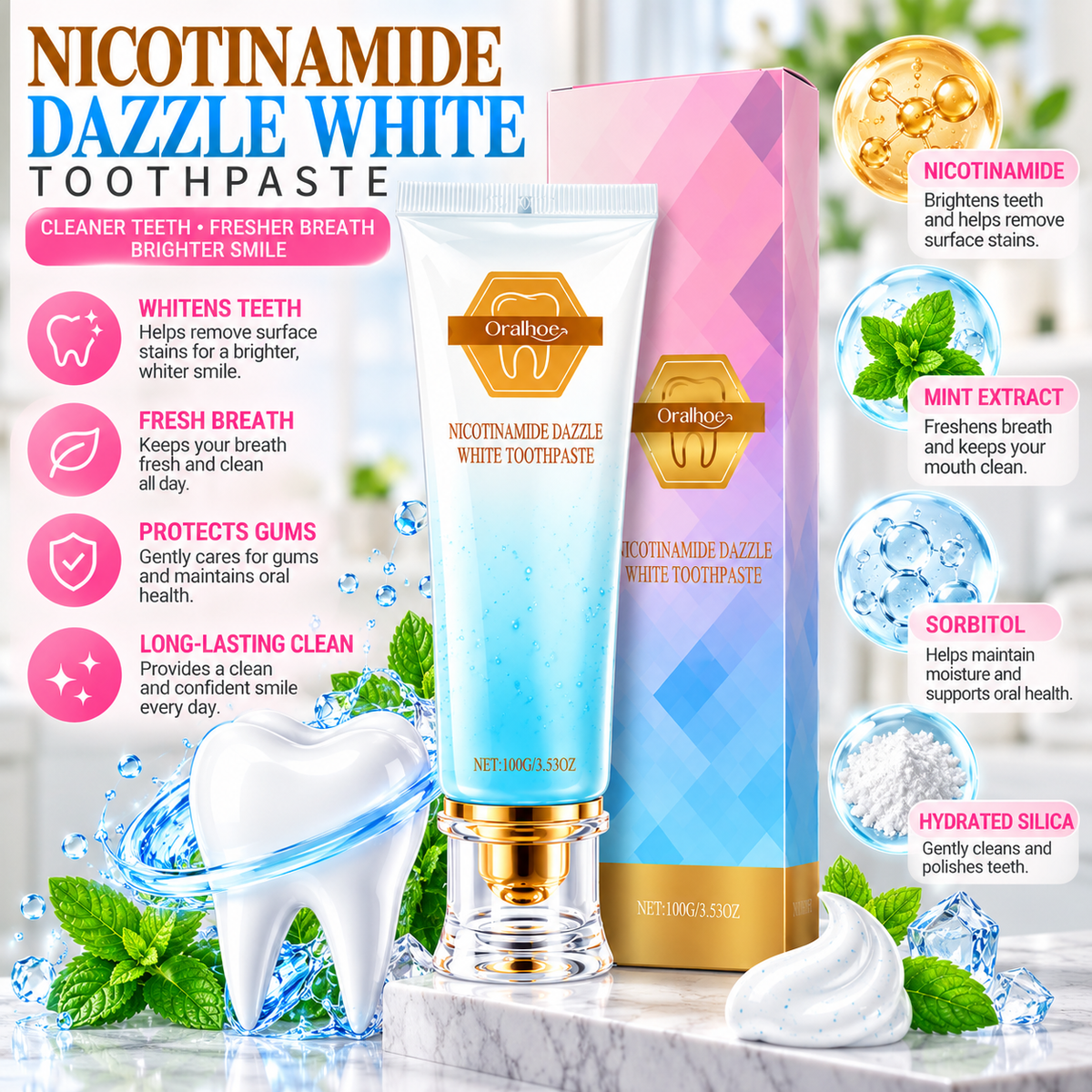 Oralhoe - Nicotinamide Dazzle White Toothpaste