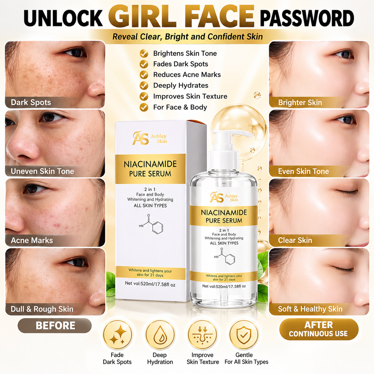 Ashley Shine Niacinamide Pure Serum – 520ml